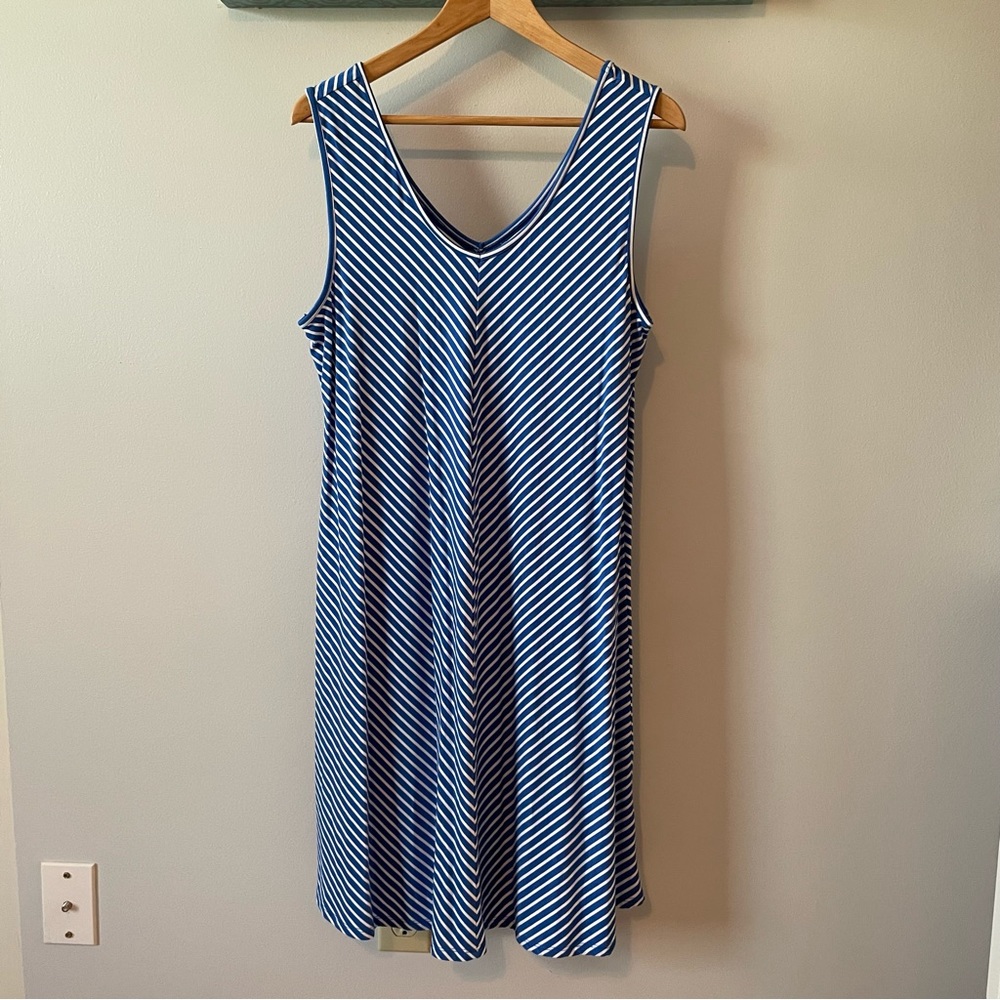 🐝🐝🐝 Cupio blue and white striped knit tank dress, XL, EUC